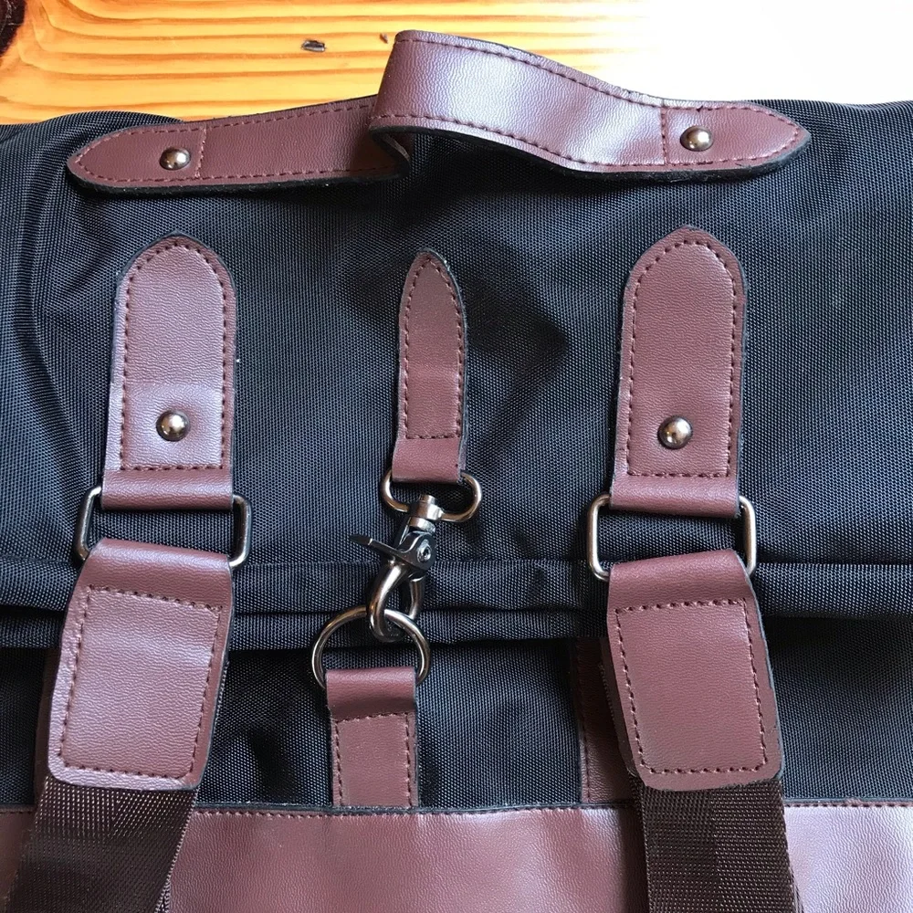 Adrienne Vittadini Black Brown Travel Carry On Bag, NWT, 15” x 18”